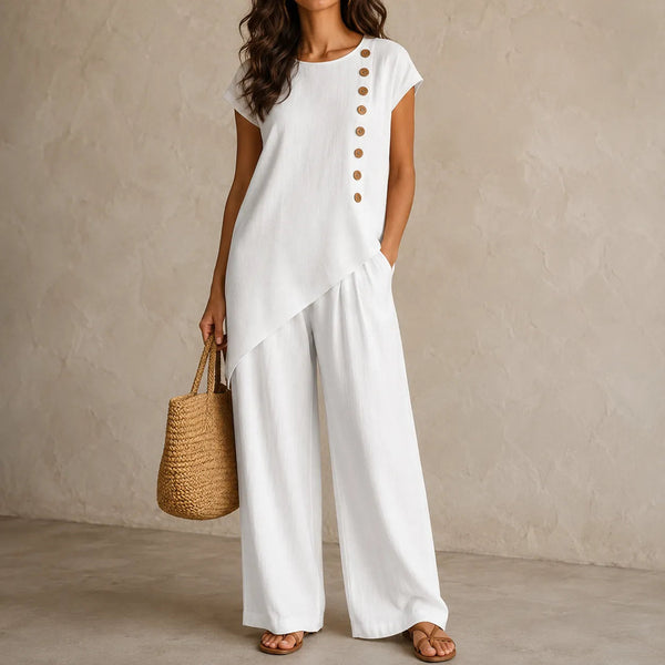 Women's two-piece set with asymmetric hem