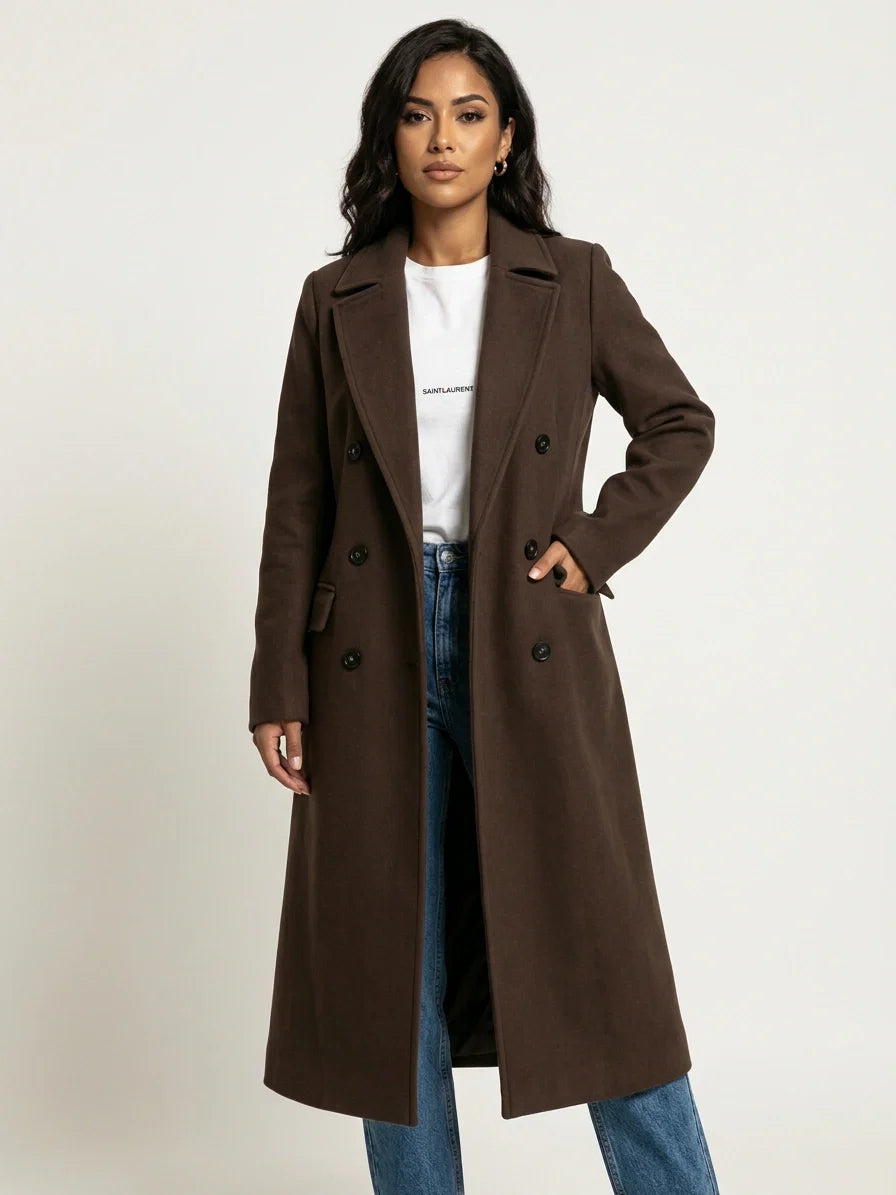 Women's Long Coat in Chocolate