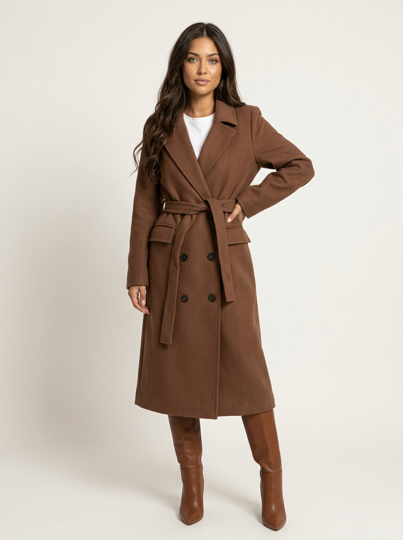 Women's Long Coat in Chestnut