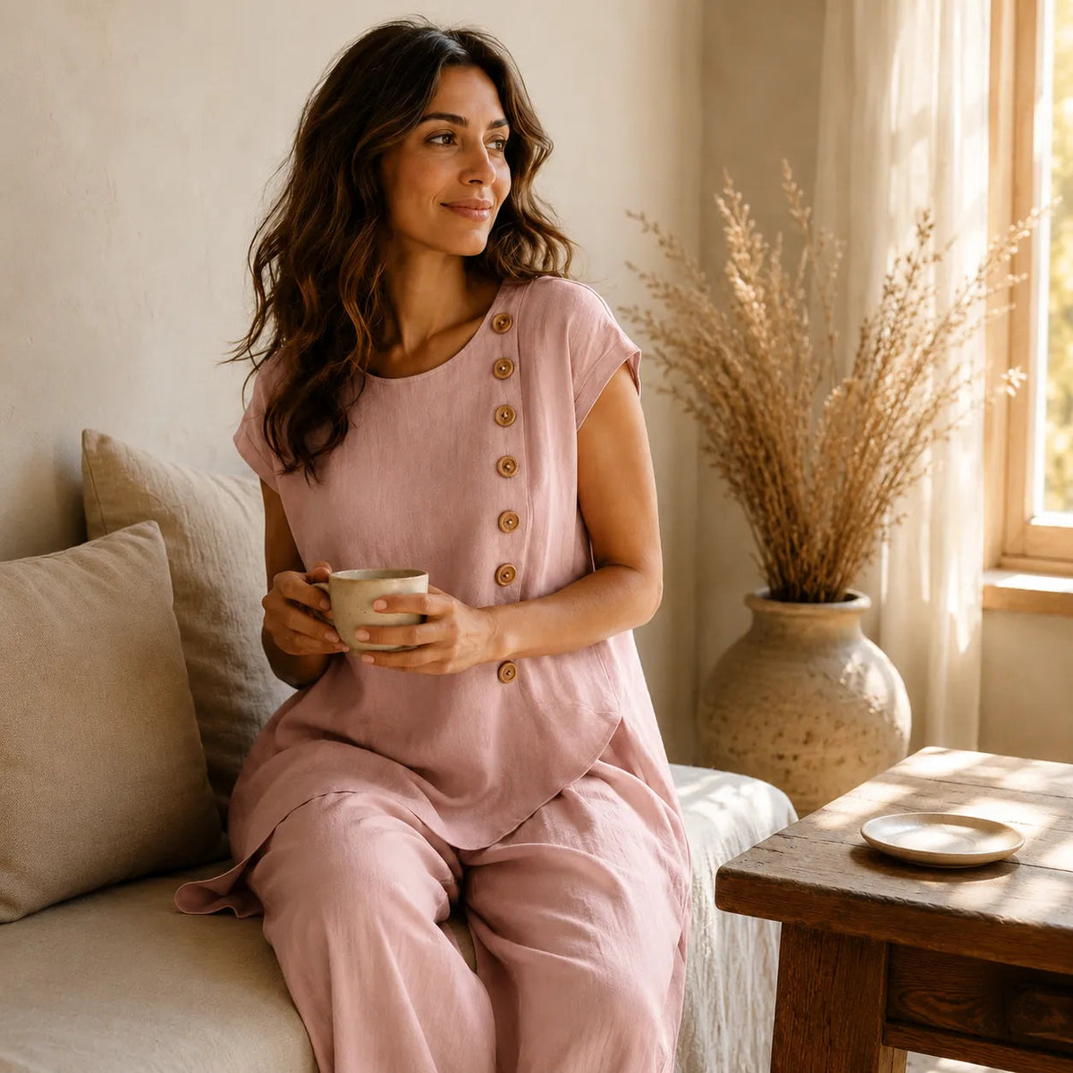 Women's two-piece set with asymmetric hem - detail
