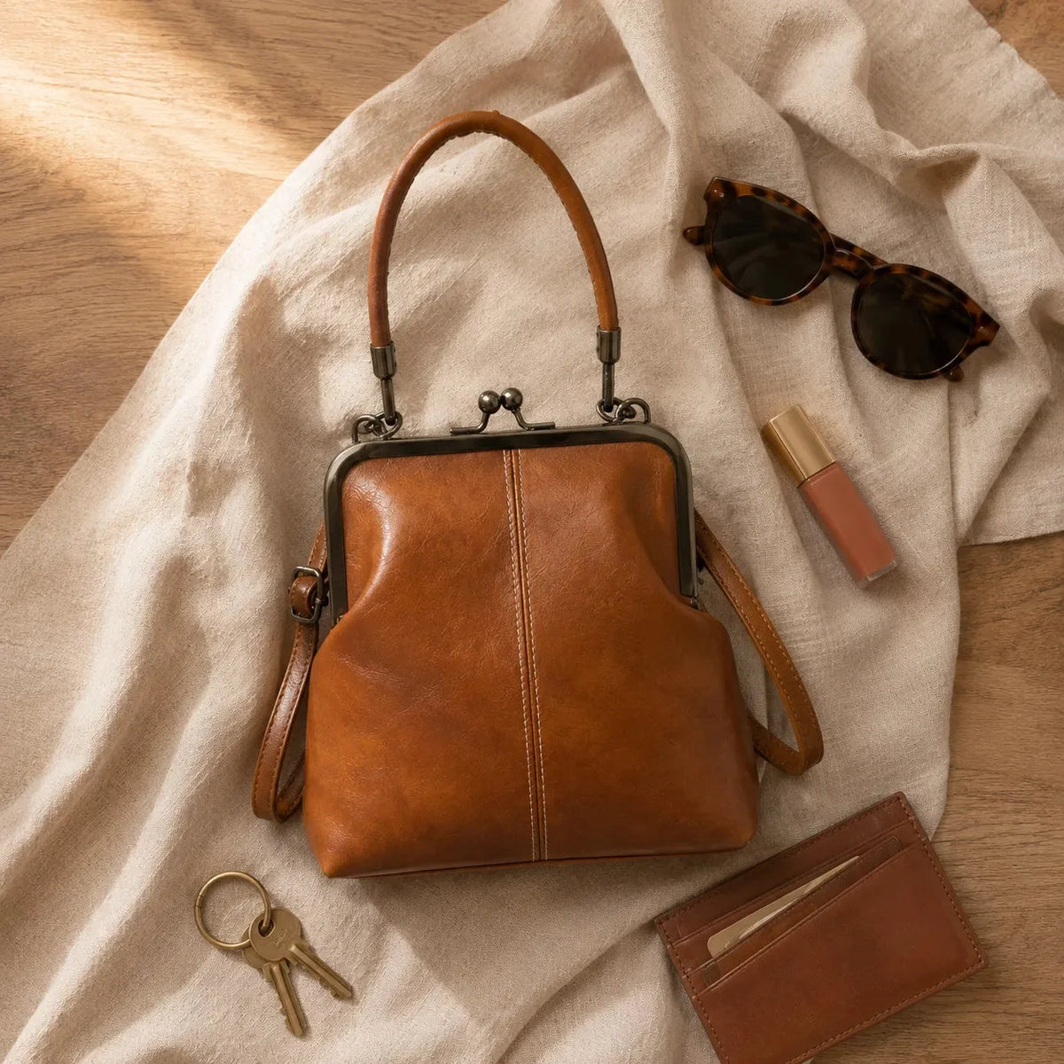 Women's kiss lock crossbody bag - detail