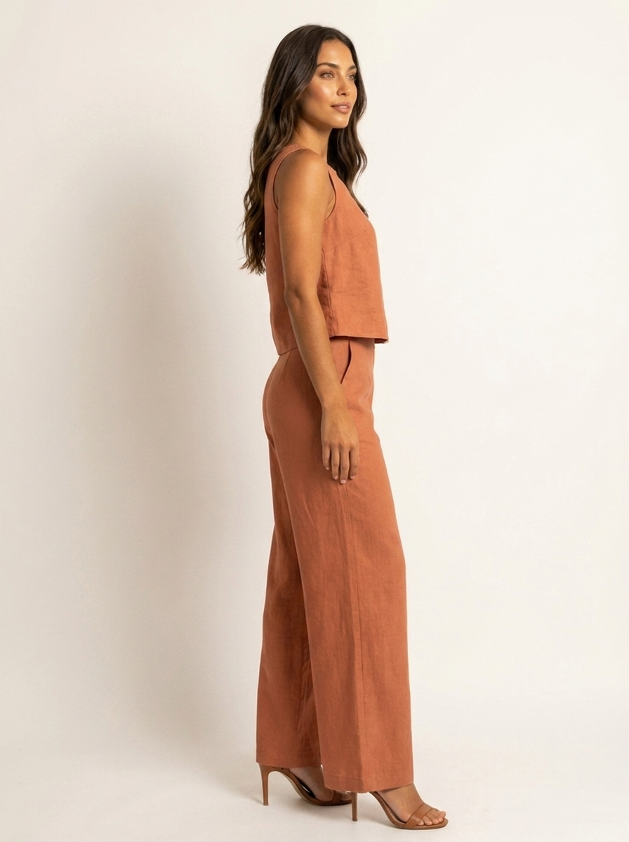 Linen-Look Top and Trousers — view 2