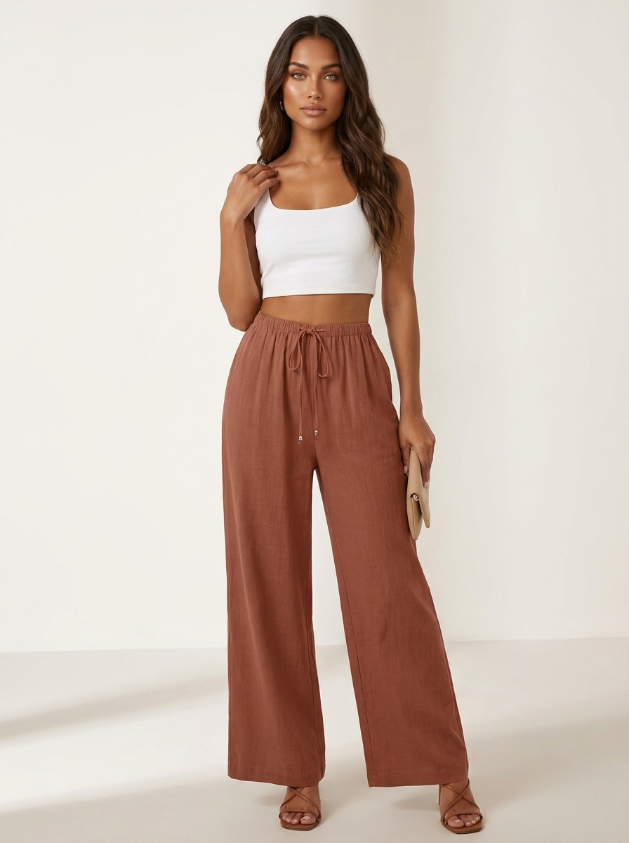 Wide Leg Trousers with Drawstring — view 13