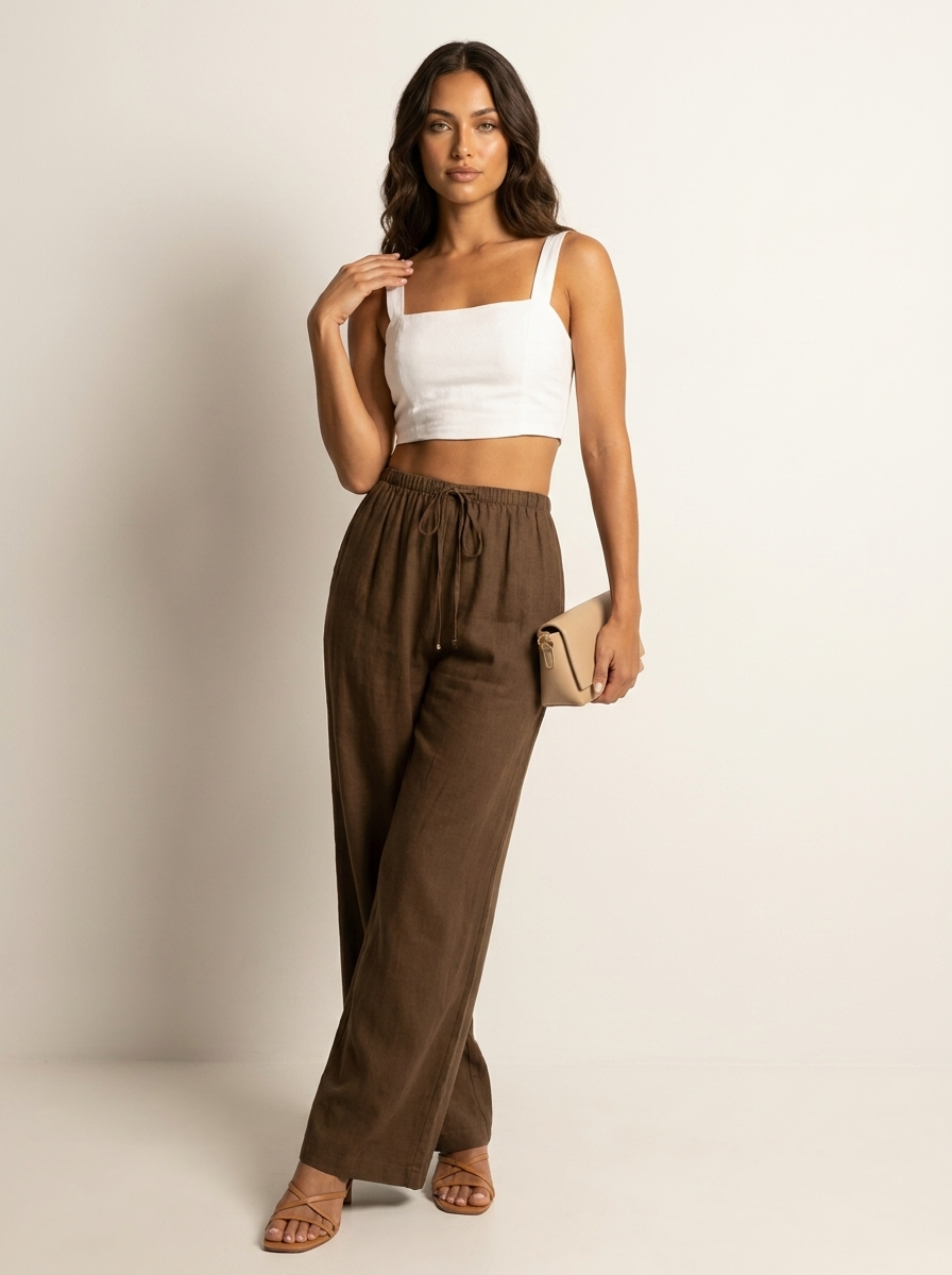Wide Leg Trousers with Drawstring — view 6