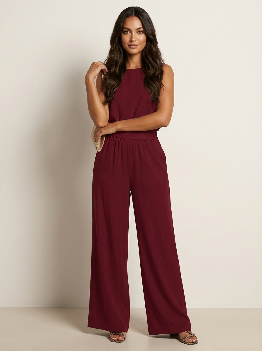 Wide Leg Trousers with Drawstring — view 3