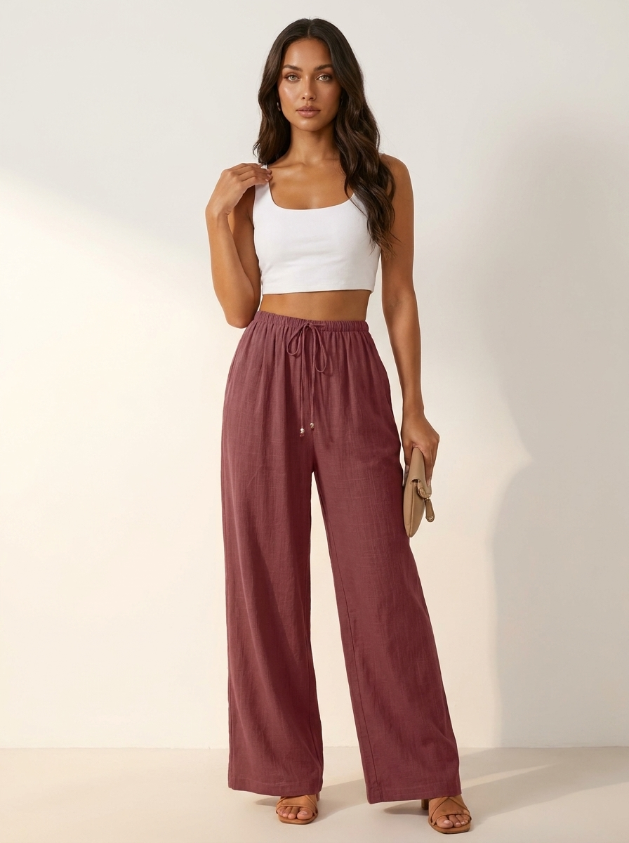 Wide Leg Trousers with Drawstring — view 5