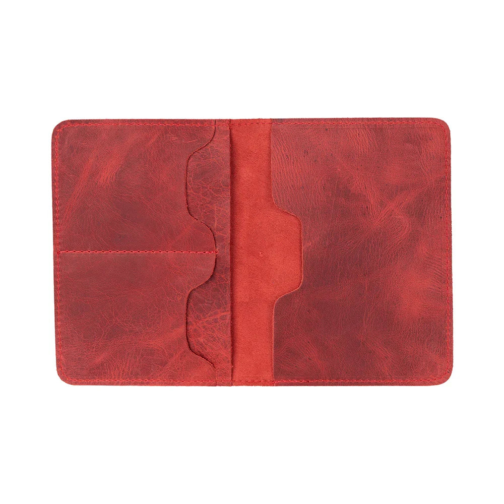 Leather Passport Holder in Light Red