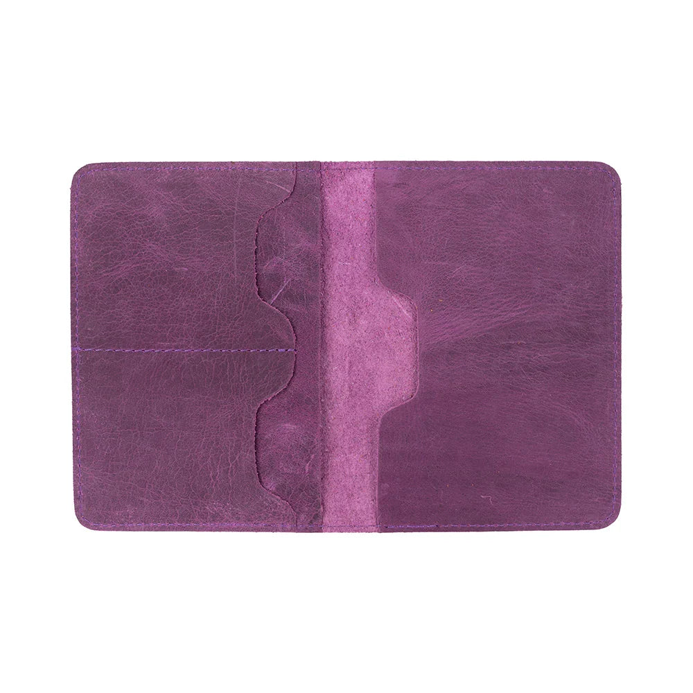 Leather Passport Holder in Mulberry