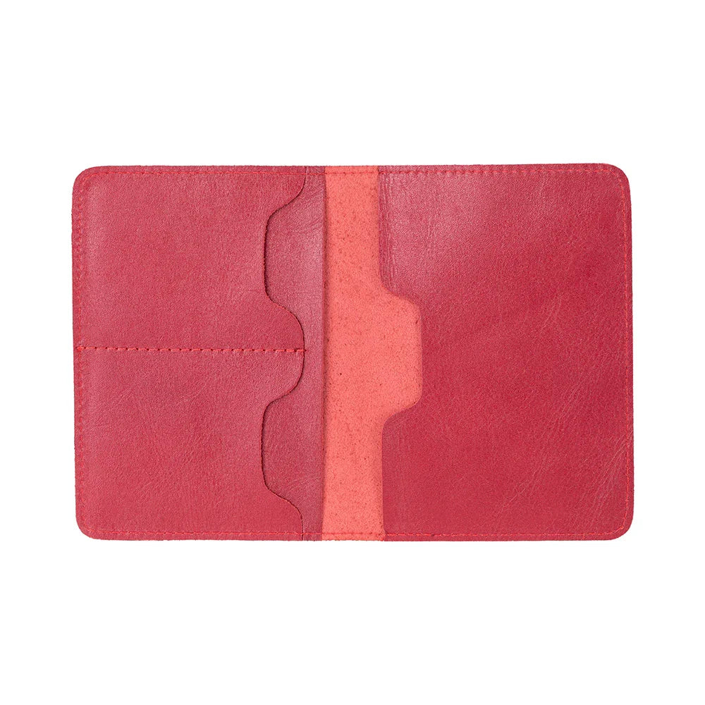Leather Passport Holder in Sandy Red