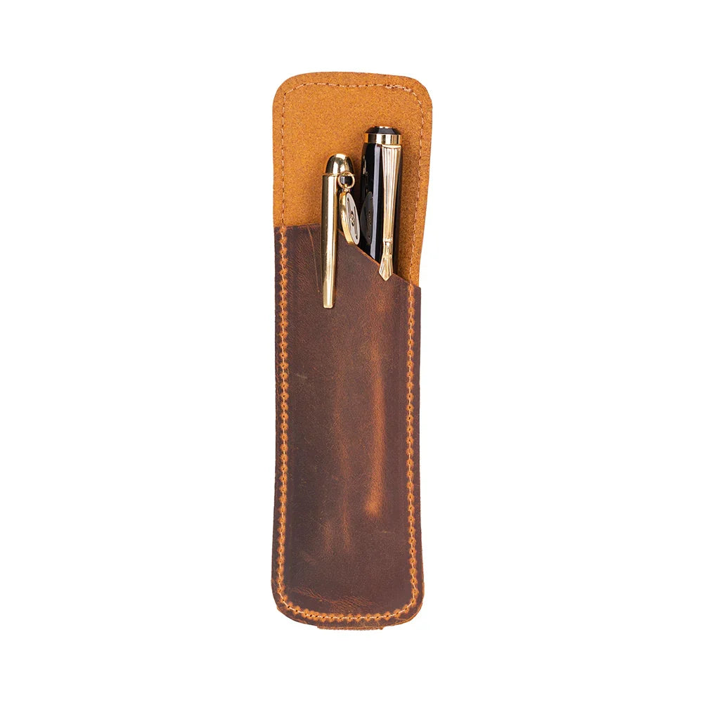 Leather Pen Case in Moccasin