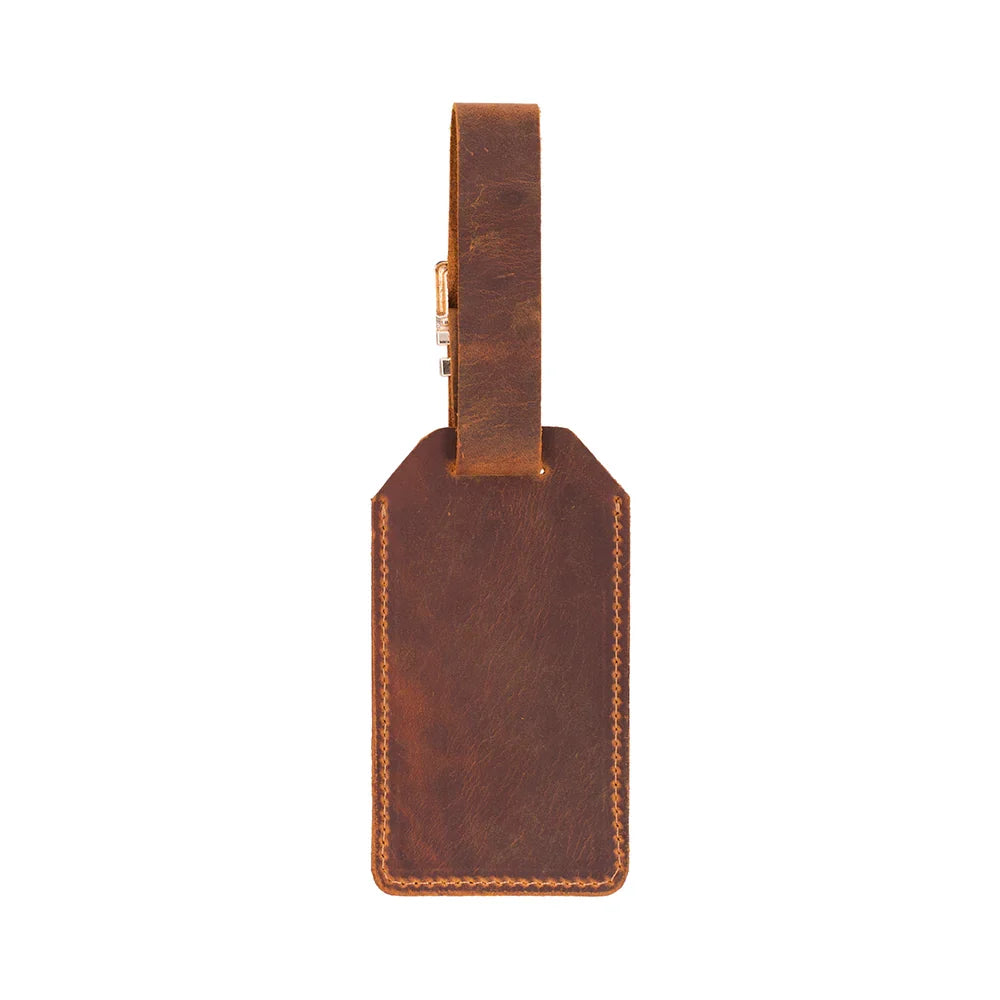 Leather Luggage Tag in Moccasin