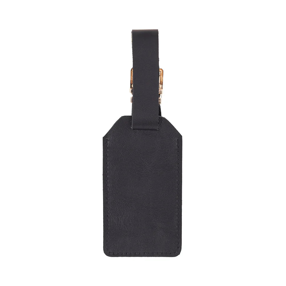 Leather Luggage Tag in Black