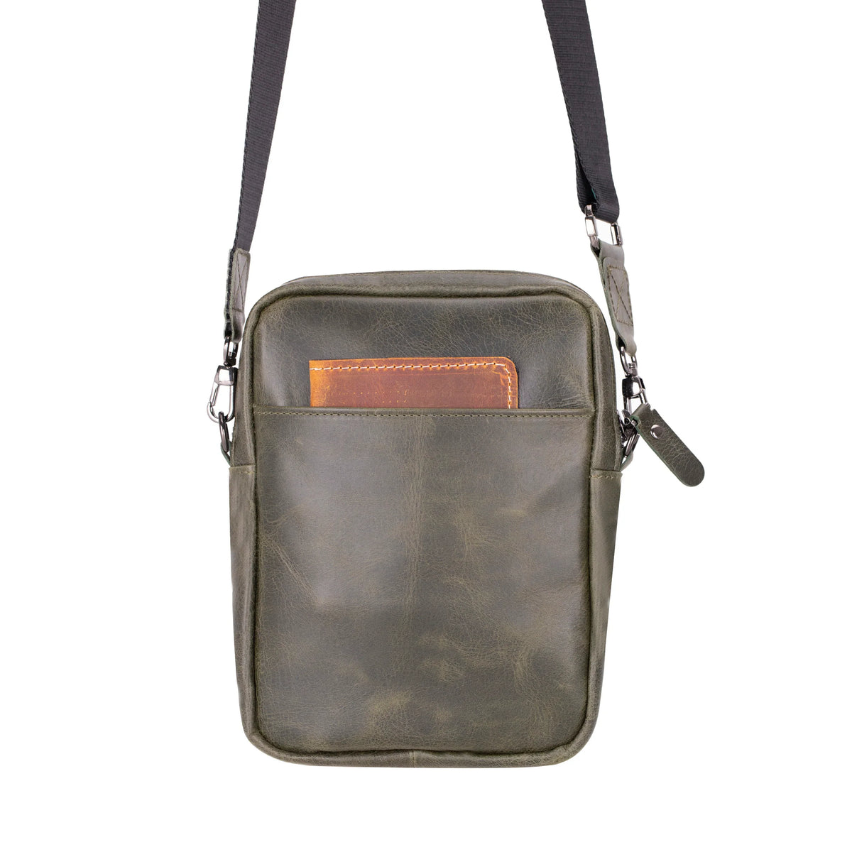 Leather Crossbody Phone Bag in Pickle Green