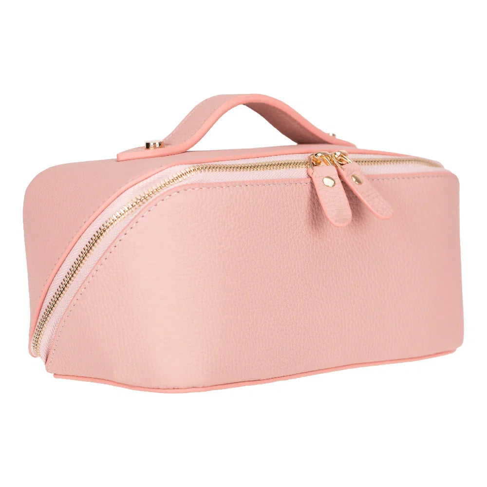 Leather Make-up Bag in Dusty Grey