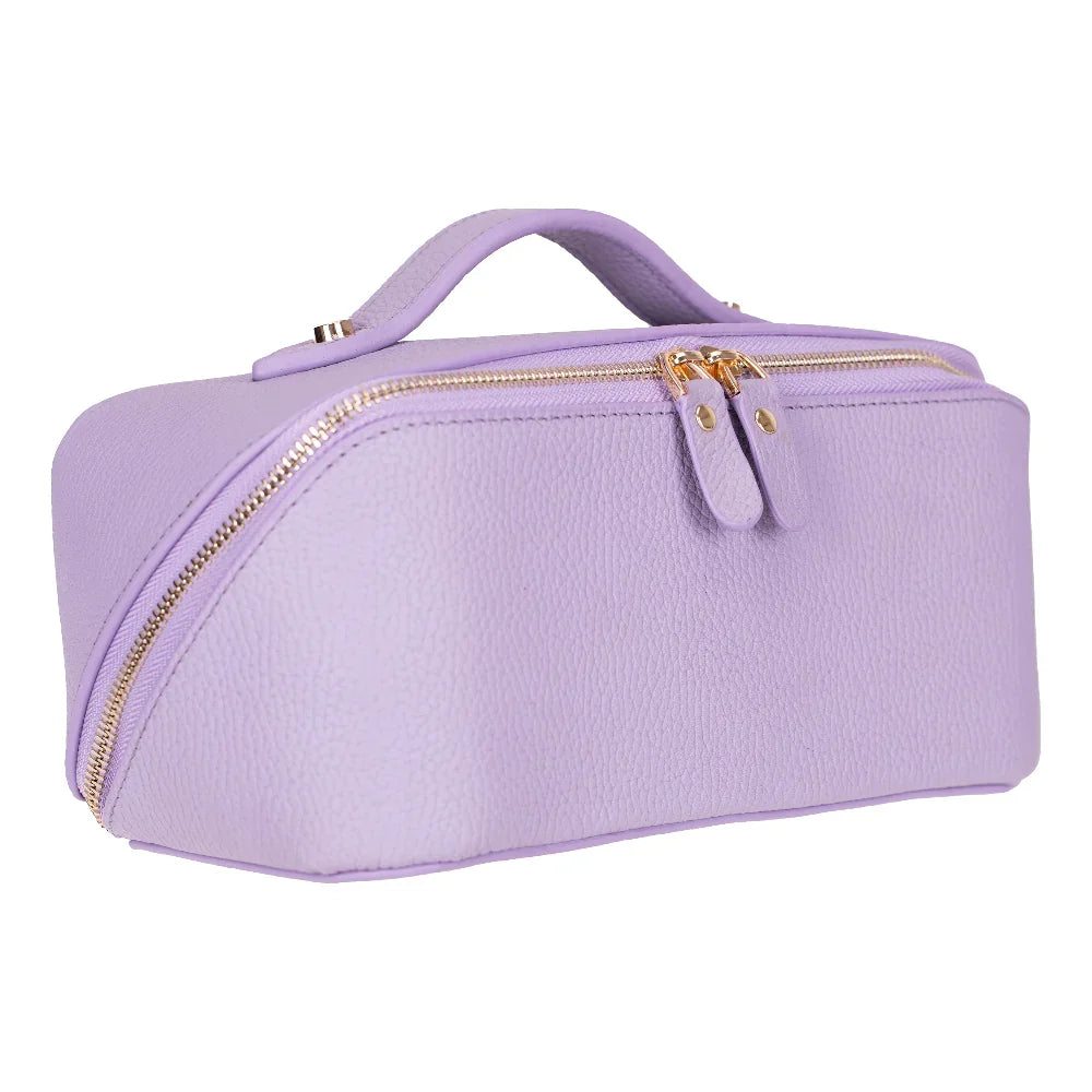 Leather Make-up Bag in Magenta