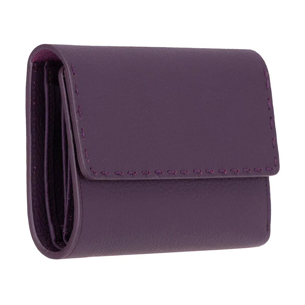Women's Leather Wallet in Pebble Purple