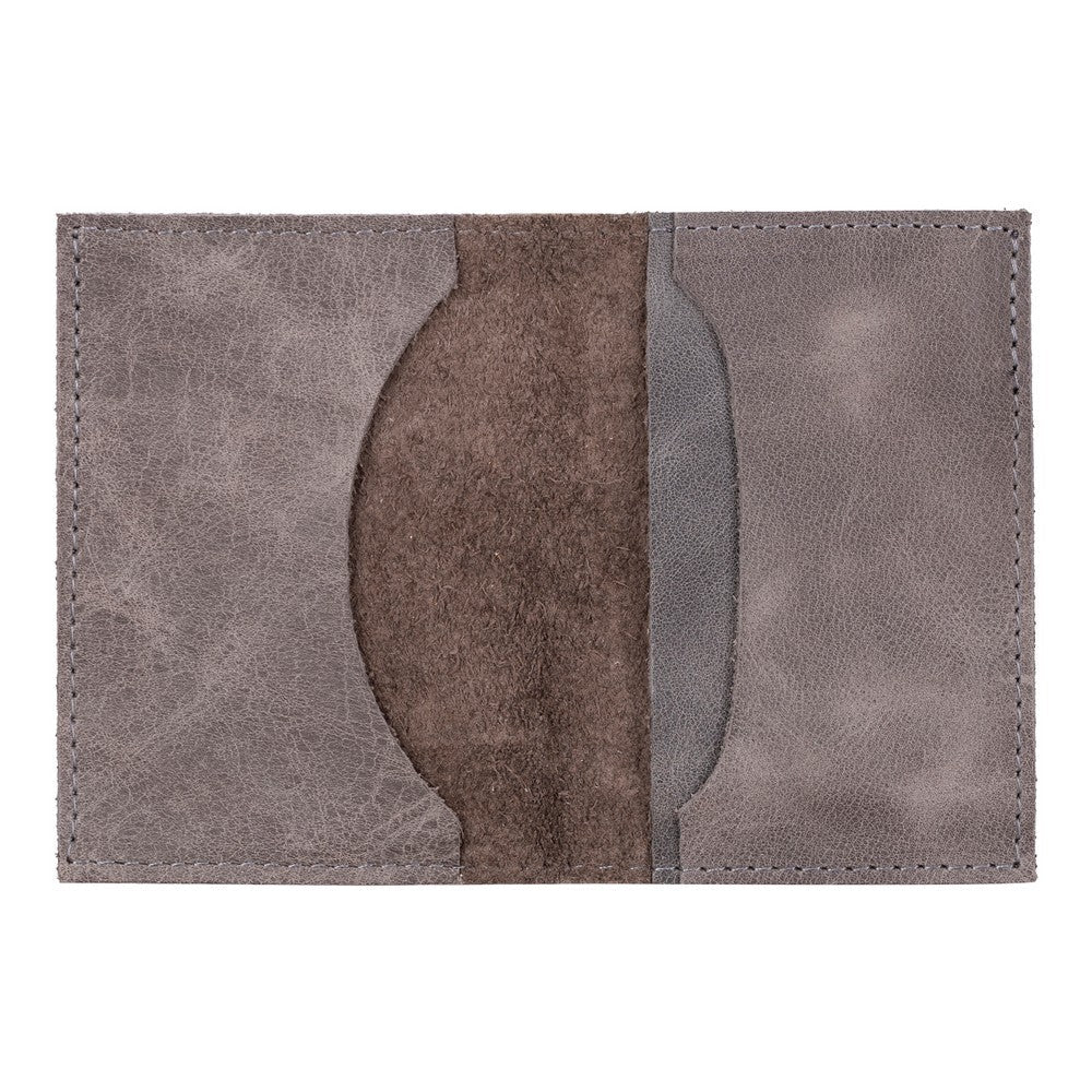 Leather Card Holder in Grey