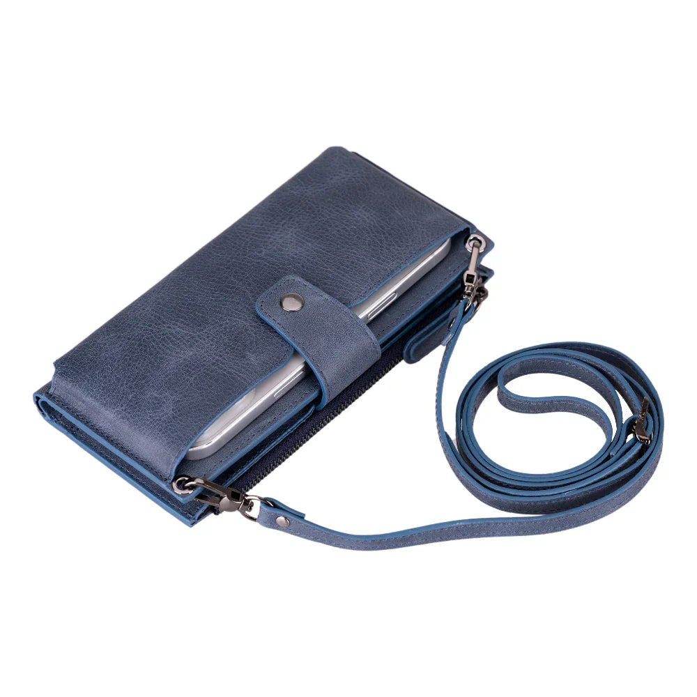 Leather Crossbody Phone Bag in Twilight