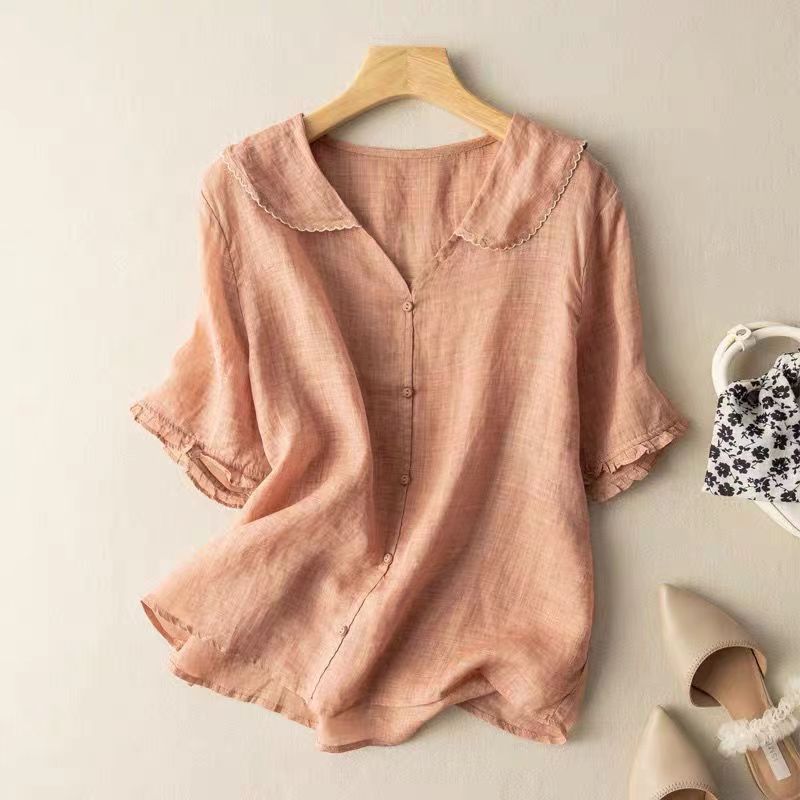 Women's Top - Vintage Blouse with Button Detail in Green