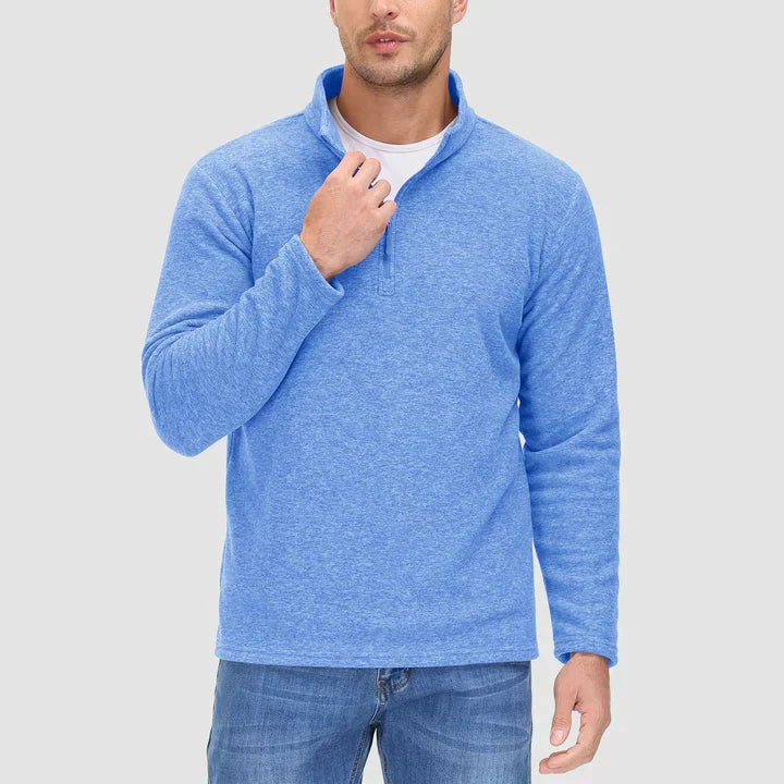 Men's quarter-zip fleece sweatshirt in Light Blue