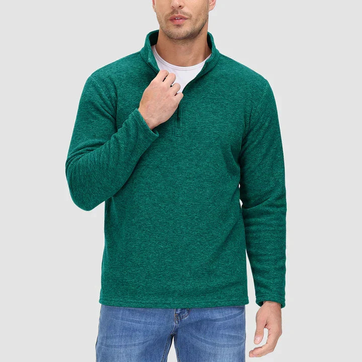 Men's quarter-zip fleece sweatshirt in Dark Green