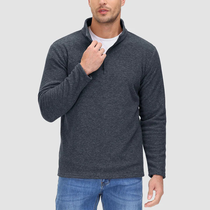 Men's quarter-zip fleece sweatshirt in Charcoal