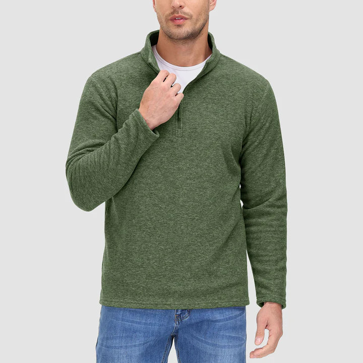 Men's quarter-zip fleece sweatshirt in Olive