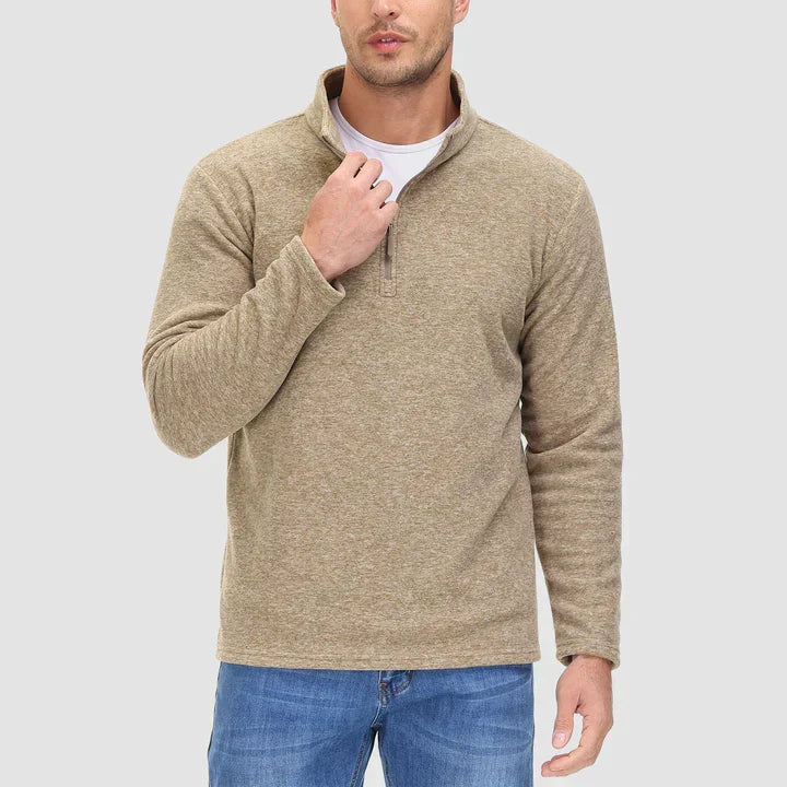 Men's quarter-zip fleece sweatshirt in Sand