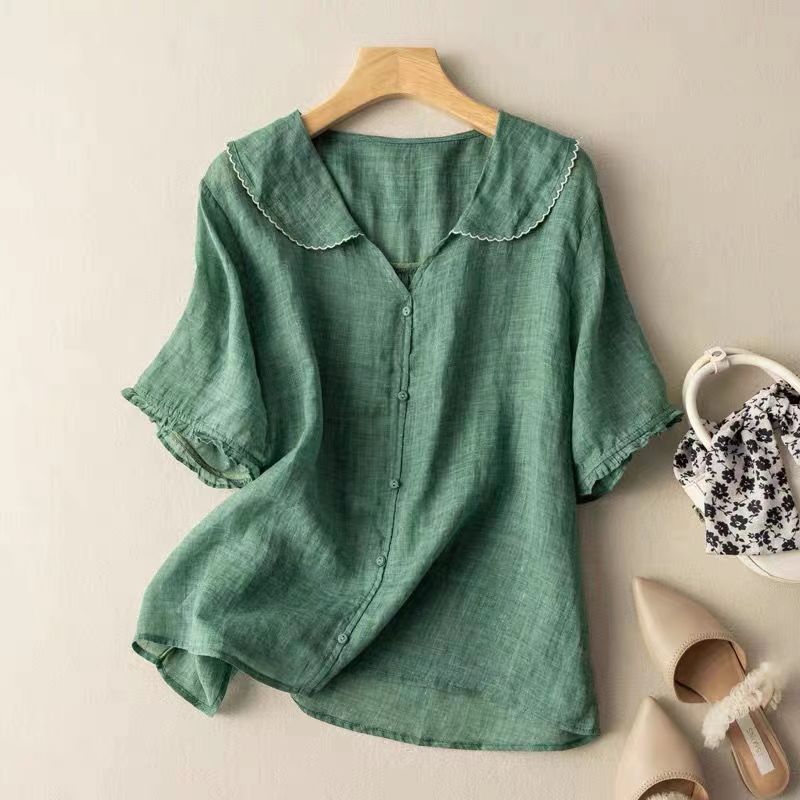 Women's Top - Vintage Blouse with Button Detail
