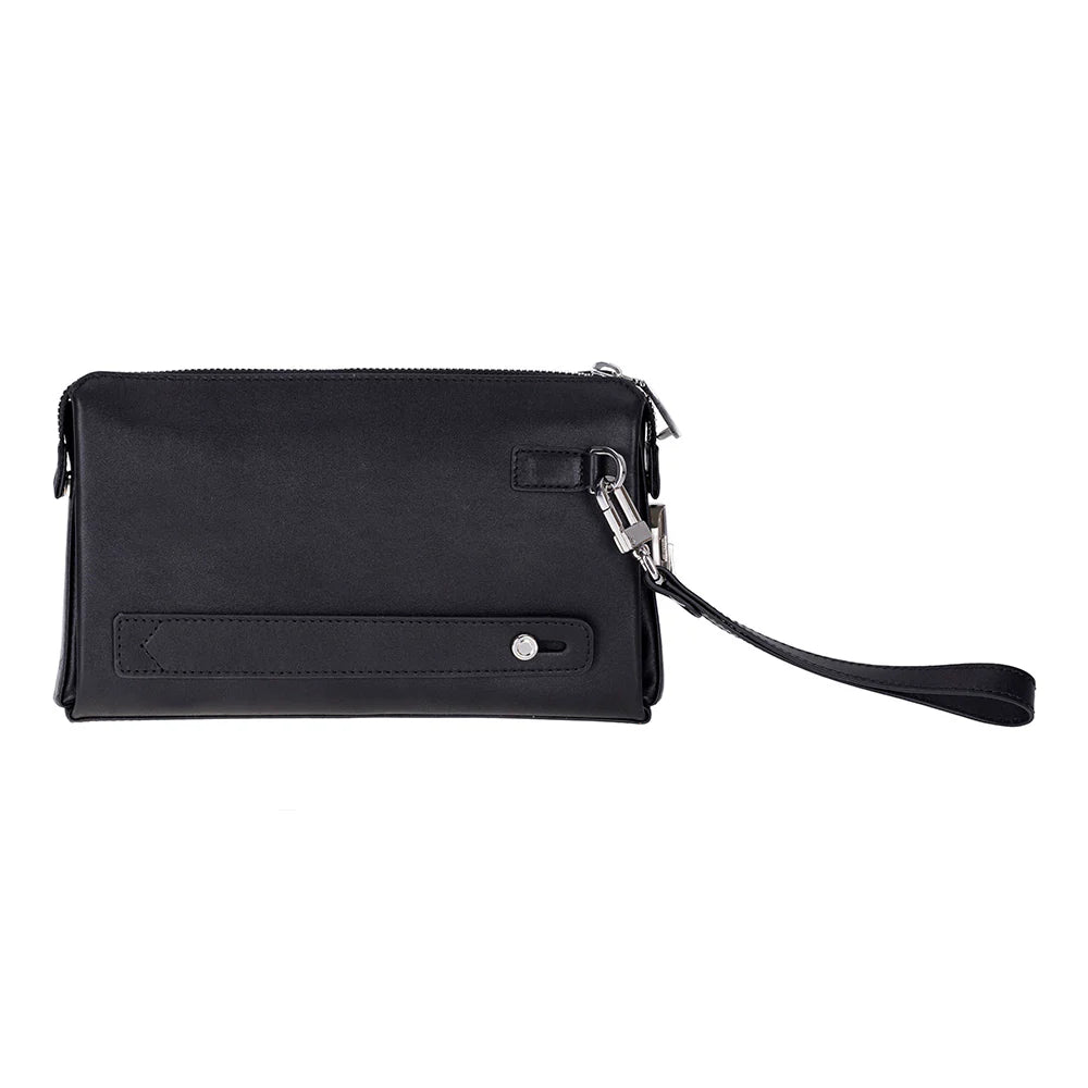Men's Leather Clutch in Black
