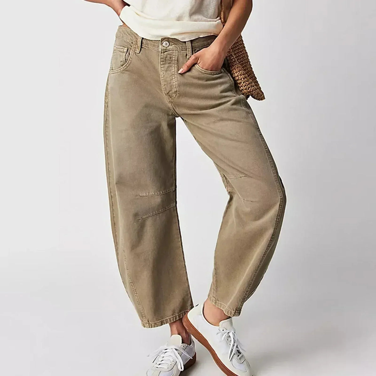 Women's Barrel Leg Jeans - barrel leg with cropped hem