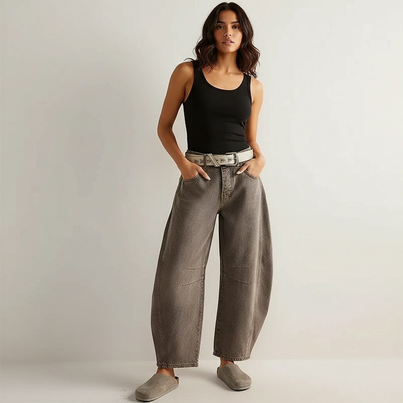 Women's Barrel Leg Jeans - barrel leg with cropped hem