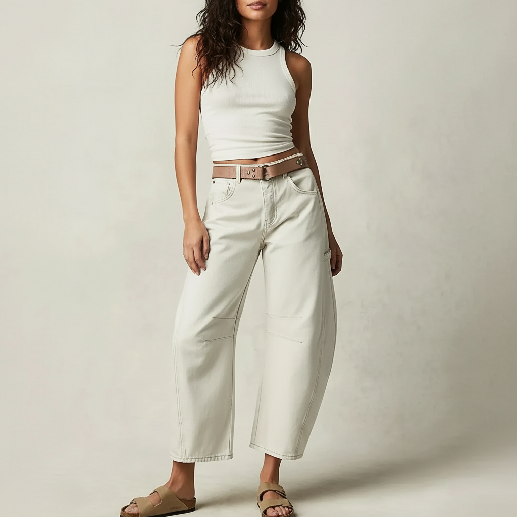 Women's Barrel Leg Jeans - barrel leg with cropped hem