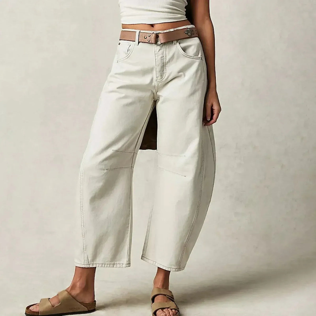 Women's Barrel Leg Jeans - barrel leg with cropped hem