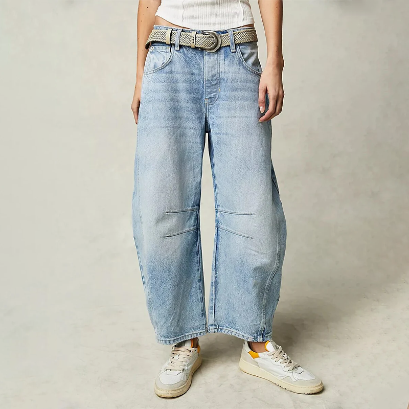 Women's Barrel Leg Jeans - barrel leg with cropped hem