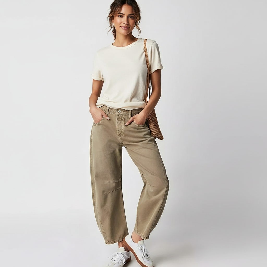 Women's Barrel Leg Jeans - barrel leg with cropped hem