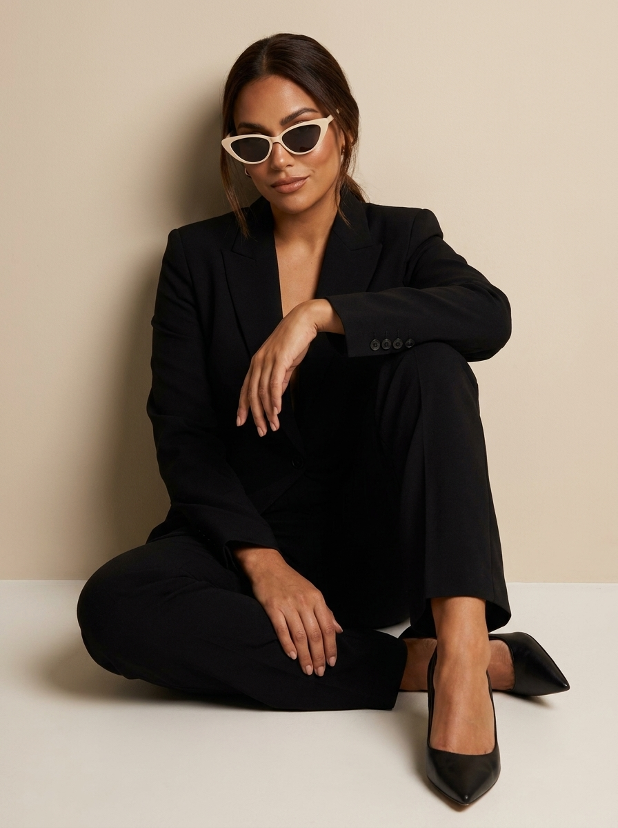 Cat eye sunglasses with a slim retro acetate frame