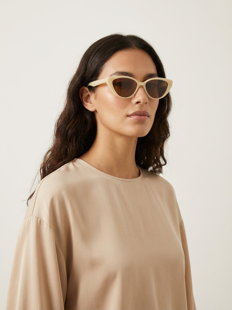 Cat eye sunglasses with a slim retro acetate frame