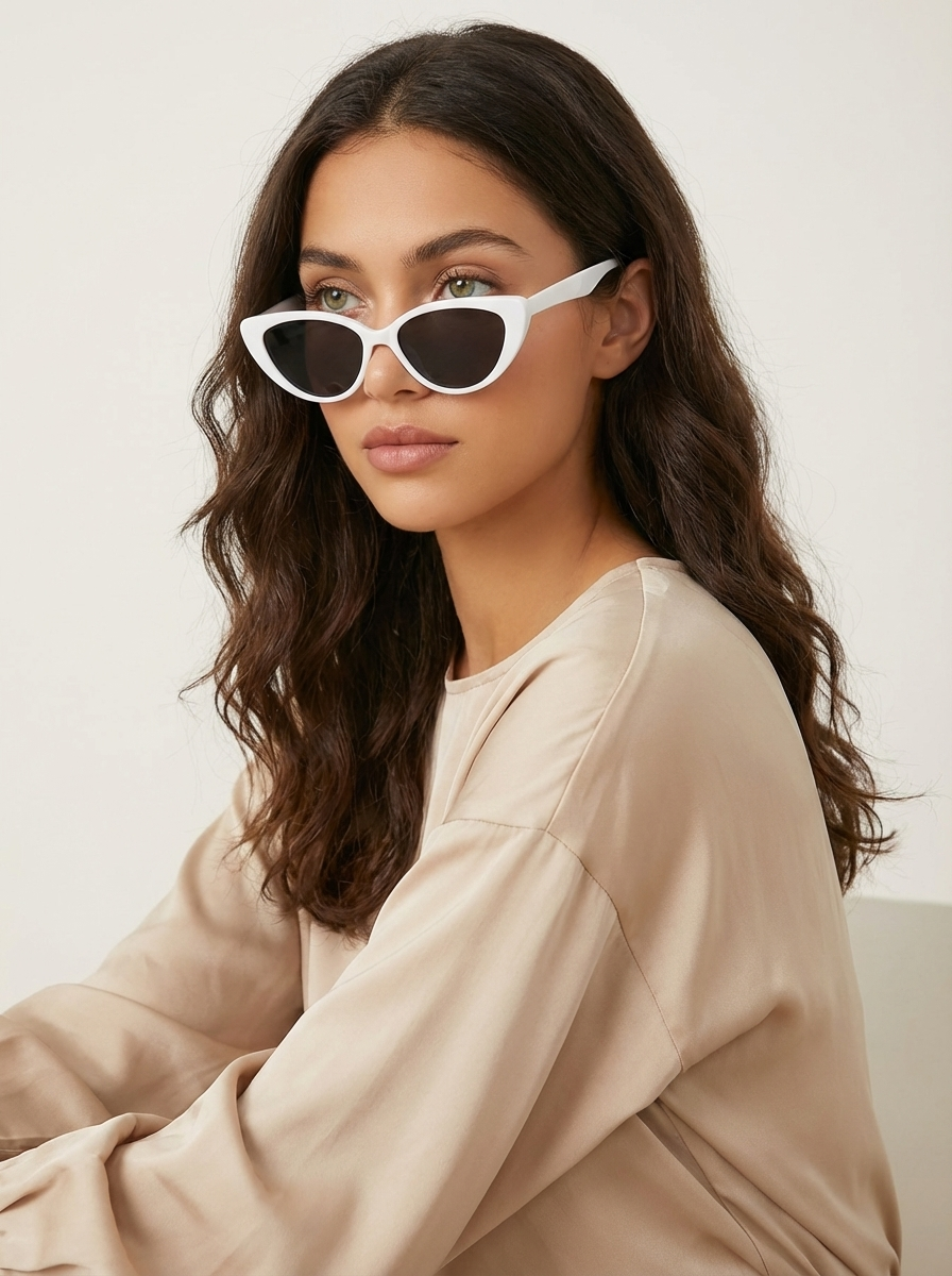 Cat eye sunglasses with a slim retro acetate frame