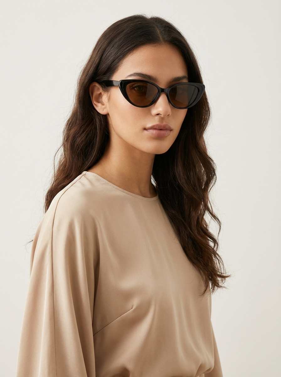 Cat eye sunglasses with a slim retro acetate frame