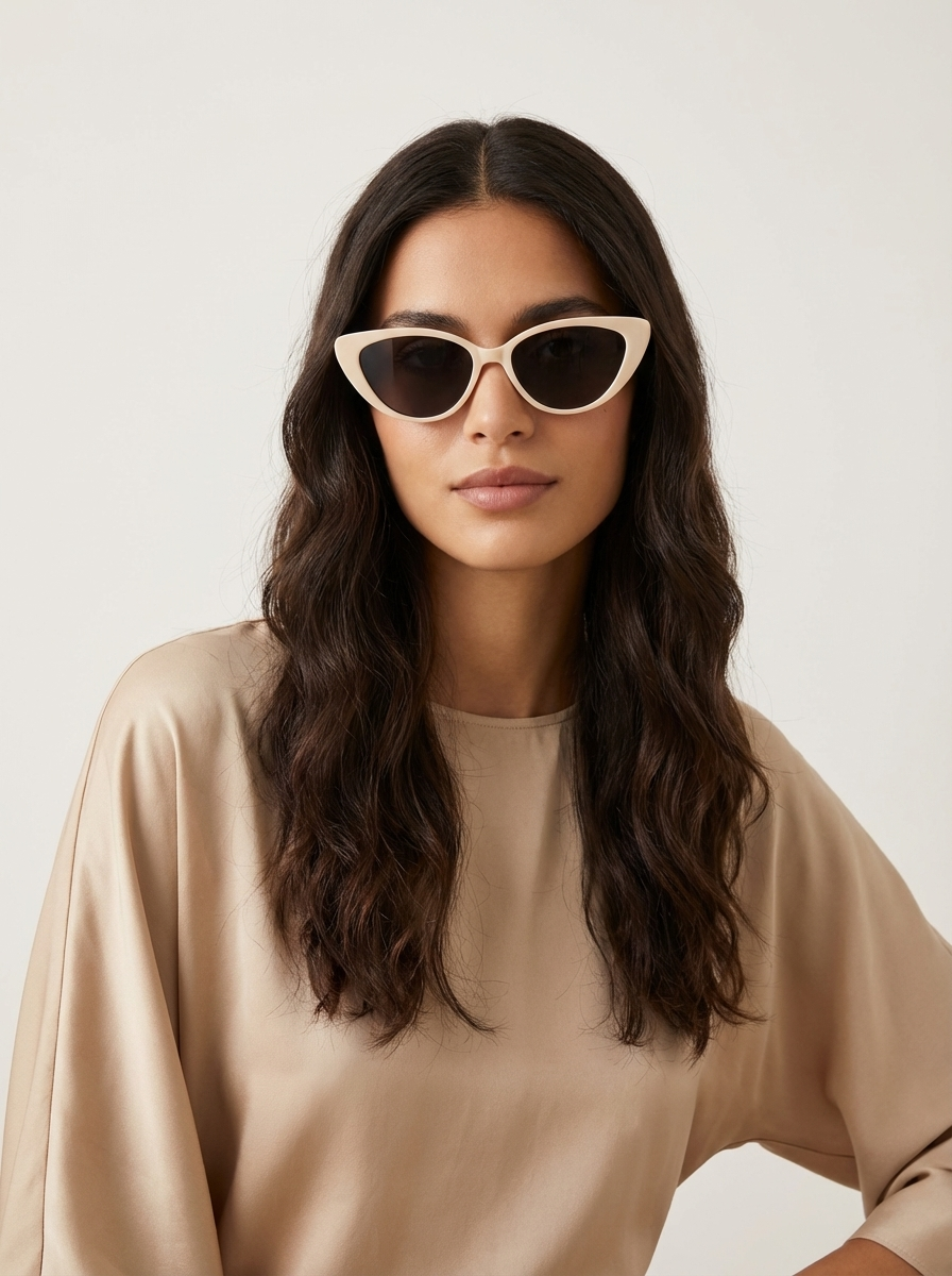 Cat eye sunglasses with a slim retro acetate frame