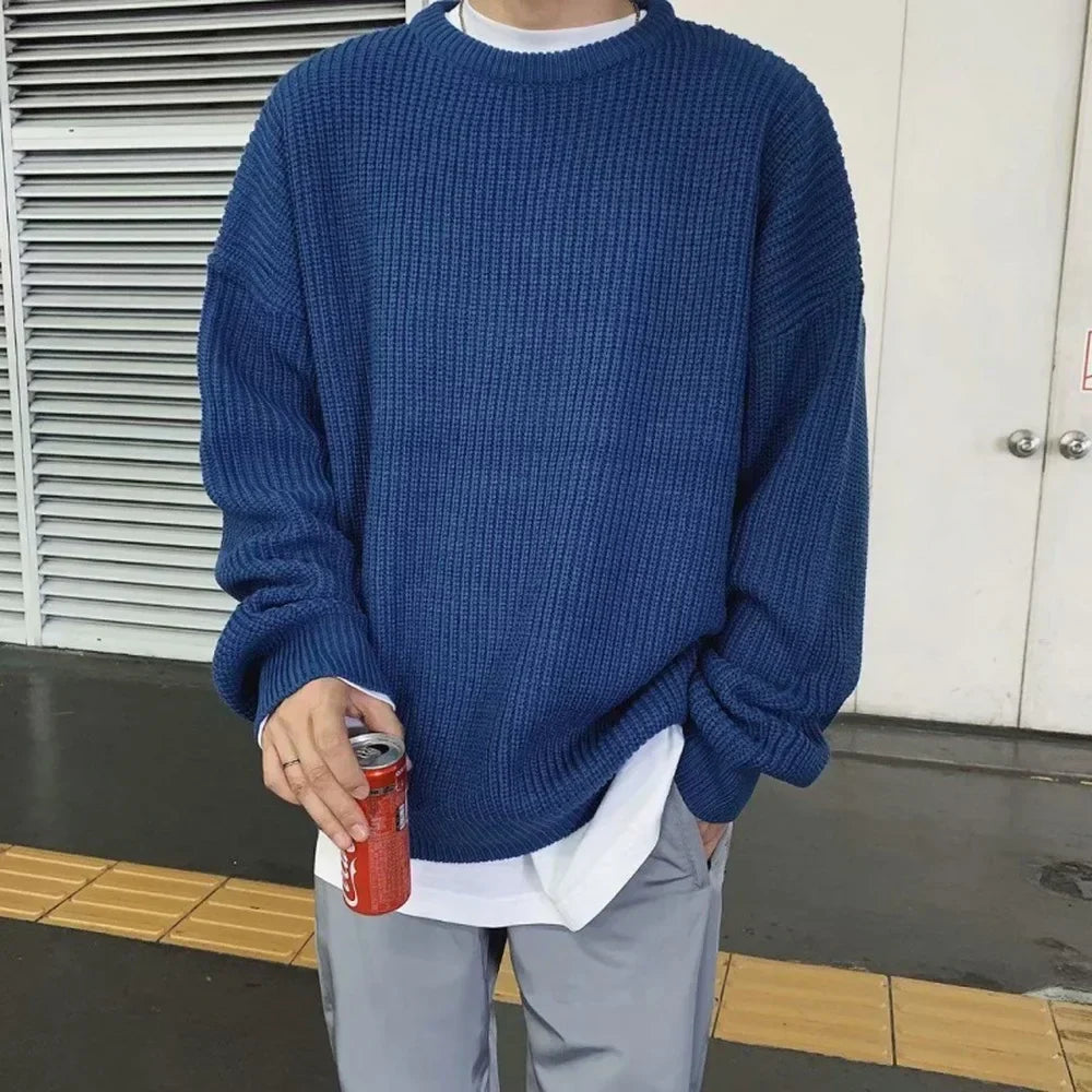 Men's oversized ribbed jumper in Cobalt Blue