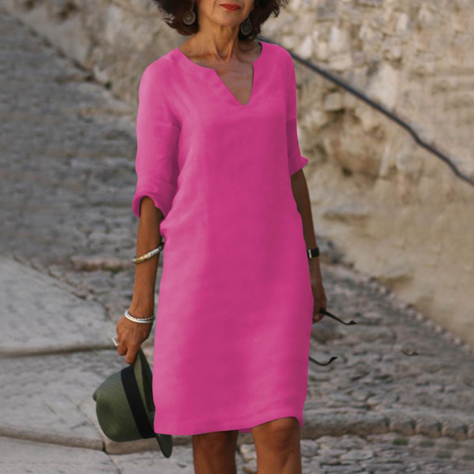 Women's Dress - Stylish Summer Dress in Donkerblauw