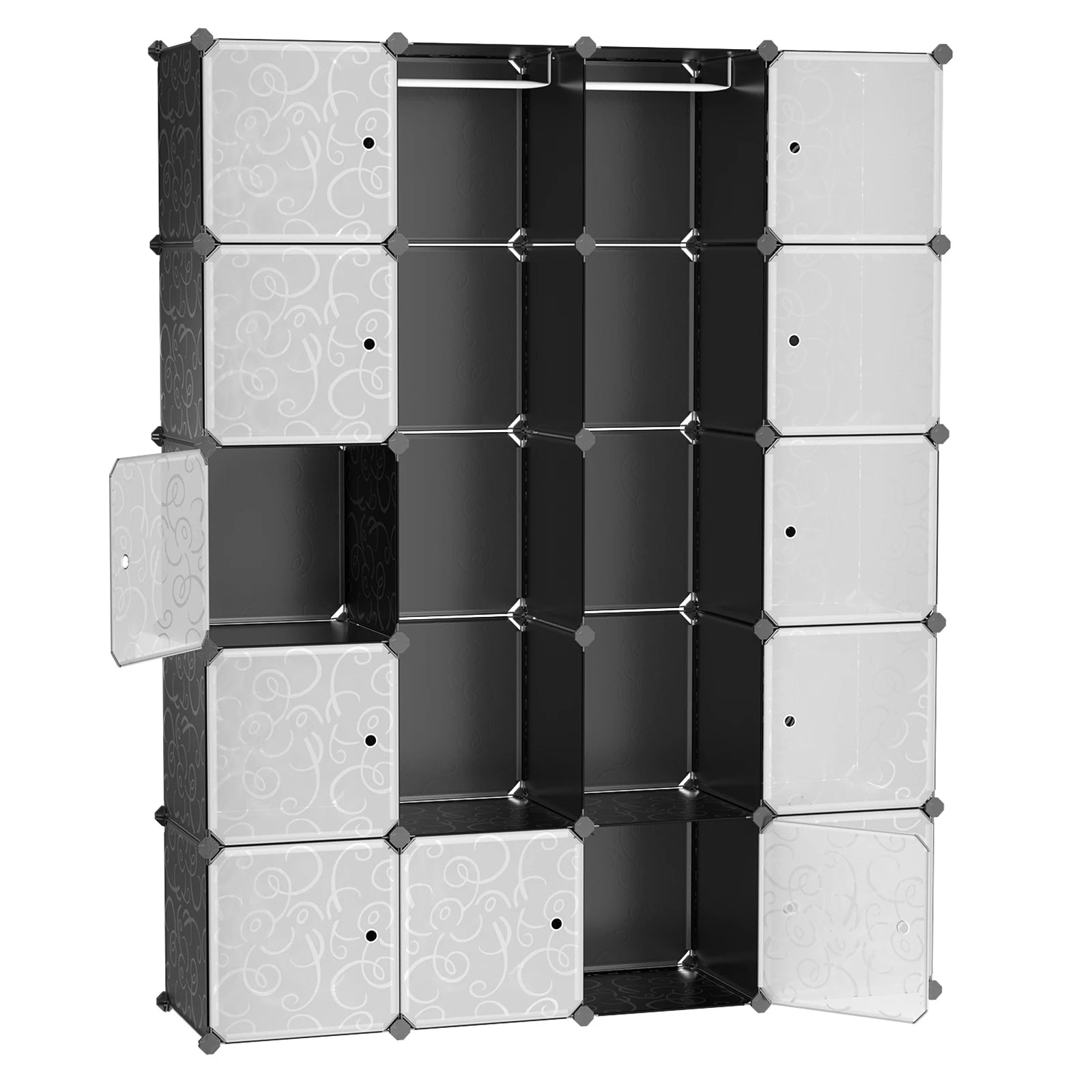 Modular Plastic Wardrobe – 12 Doors 2 Rails 143x178cm – front view