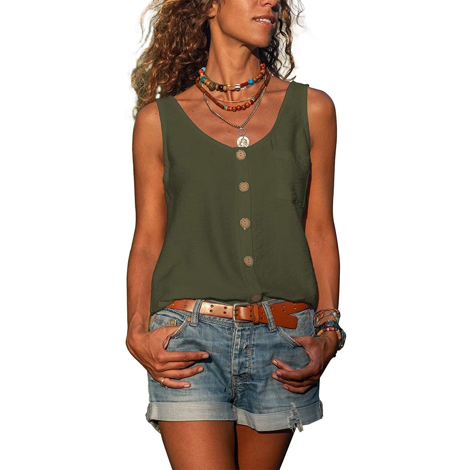 Women's Top - Elegant ladies tank top in Ibiza style in Wit