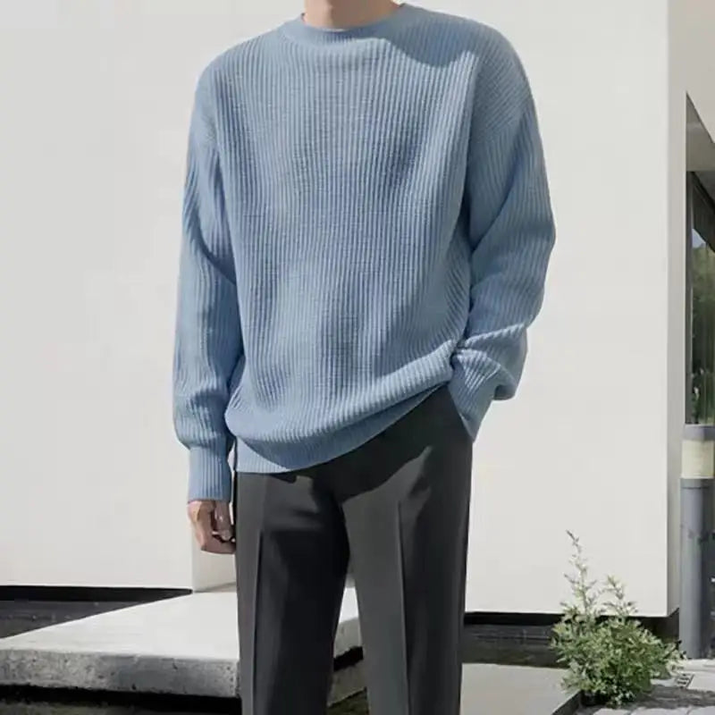 Men's oversized ribbed jumper in Light Blue