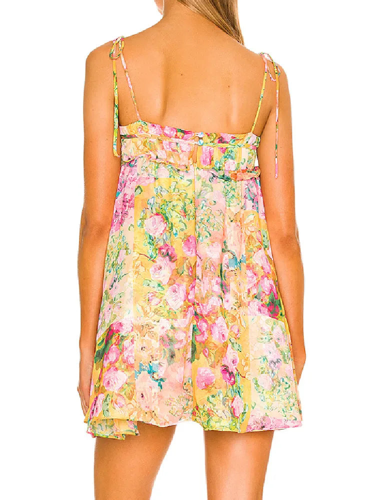 Women's Chiffon Floral Mini Dress – Lightweight Summer – lifestyle shot
