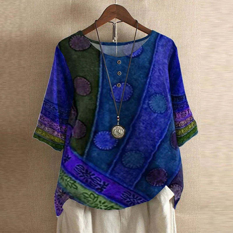 Women's Top - Retro-Inspired Blouse in Red