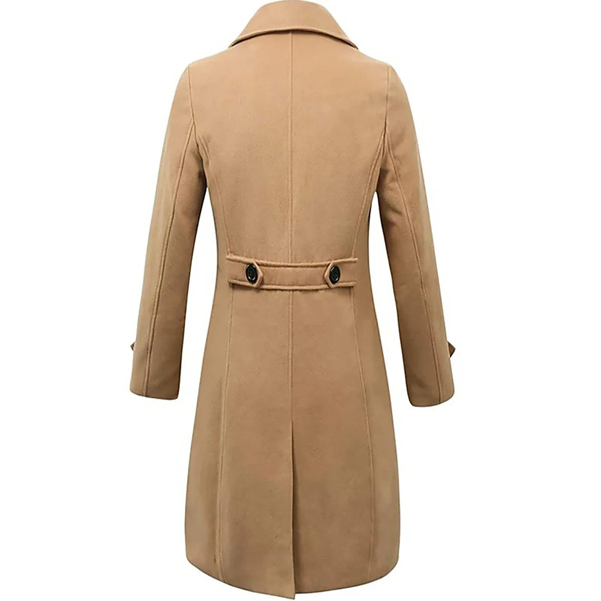 Men's Long Wool Business Coat - Stylish Wool Coat for Elegant Anlaesse - back view