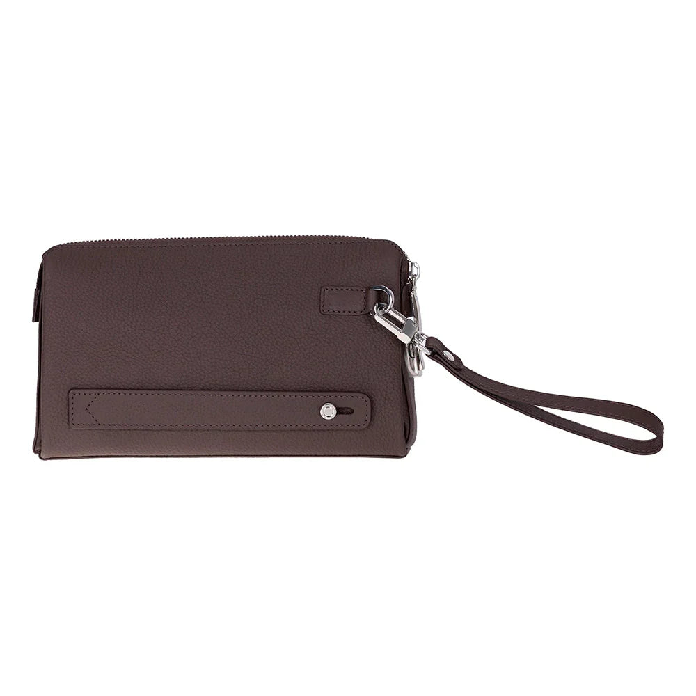Men's Leather Clutch in Dark Brown